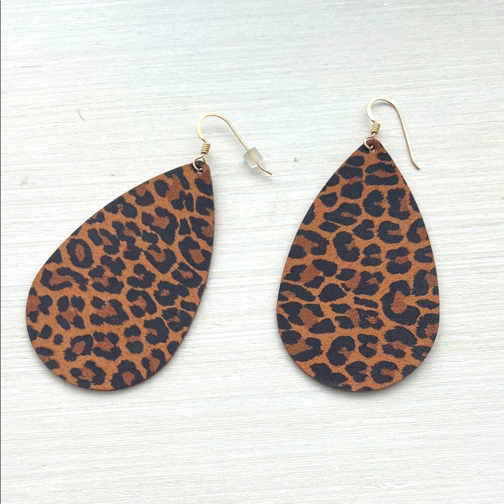 Cute cheetah leather earrings!